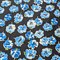 1 Yard Blue Floral 97% cotton and 3% spandex fabric Stretch Print Black Background 46/47 inch Width